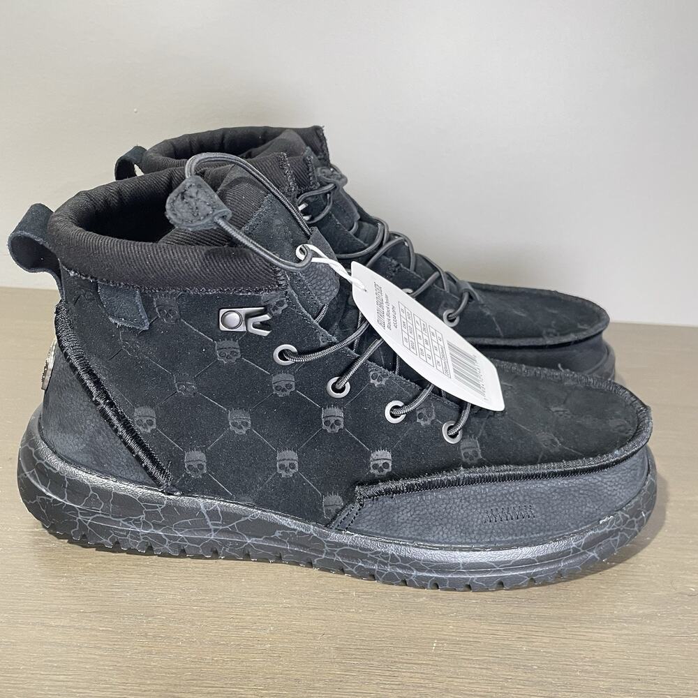 Hey Dude Jelly Roll Mens Size 10 Shoes NEW Bradley Suede Black Skull Boot